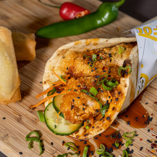 Honey Sriracha Crispy Chicken Flat Bread Wrap